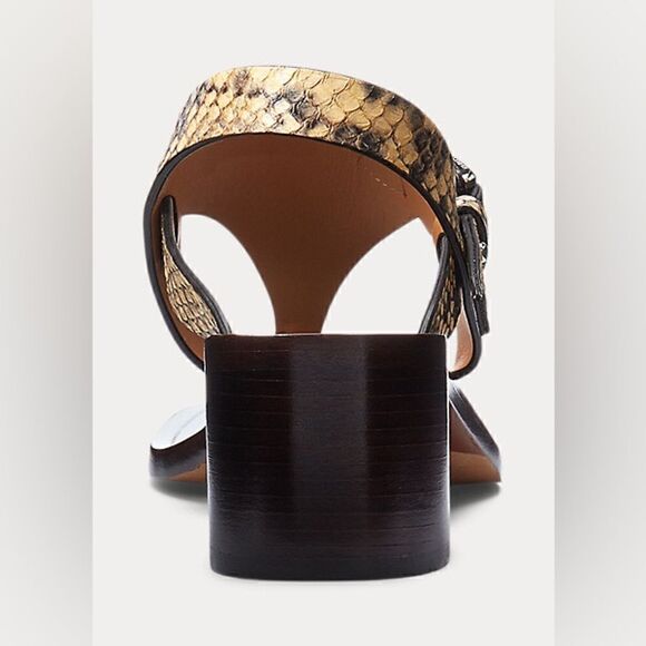 Ralph Lauren Pre Fall ‘21 Wellington Collection Julie Tan Snakeskin Thong Sandal - Picture 9 of 17